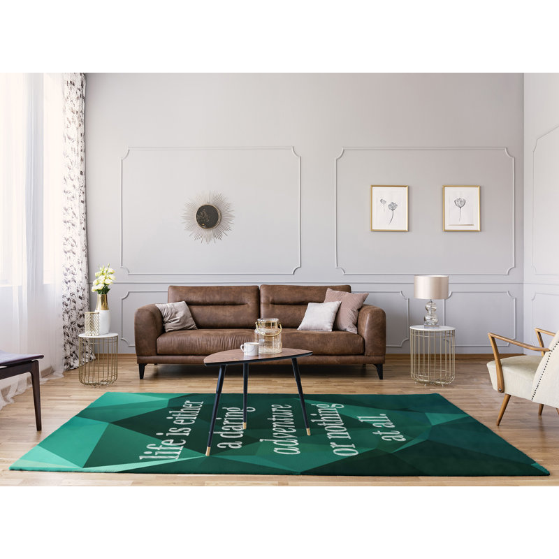 East Urban Home Faux Gemstone Life Adventure Quote Poly Chenille Rug Wayfair