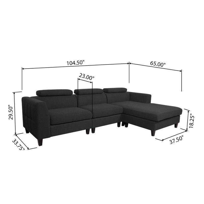Lundberg Right Hand Facing Modern Deep Seated Chaise Modular Sectional