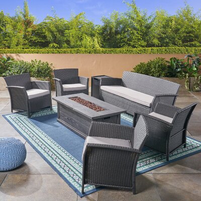 Ayala Outdoor 7 Piece Rattan Sofa Seating Group with Cushions Alcott Hill