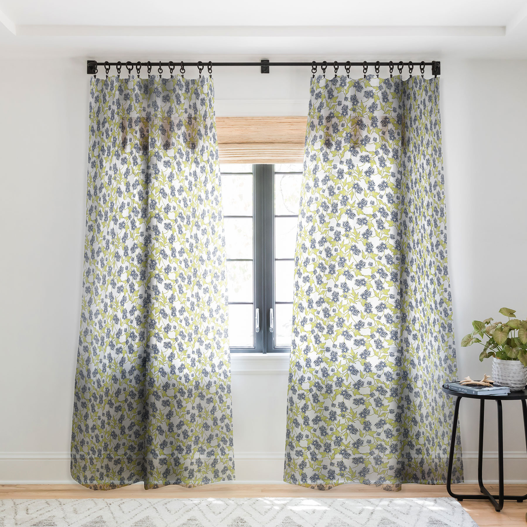 East Urban Home Caroline Okun Glory Floral Sheer Pinch Pleat