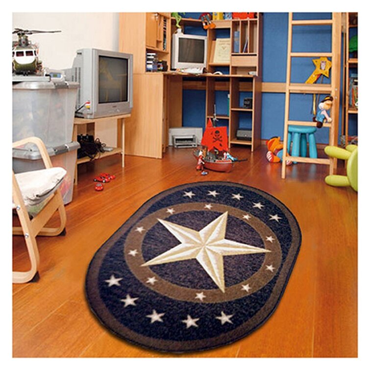 Western Blue Wooden Texas Star Non-Slip Floor Carpet Home Decor Bathroom Mat Rug 