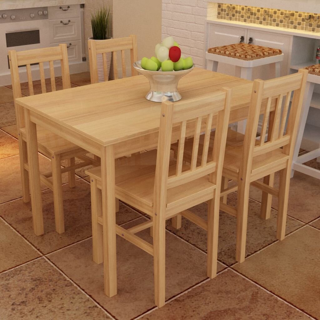 solid pine dining table and 4 chairs