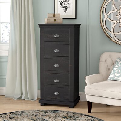 Lark Manor Castagnier 5 Drawer Lingerie Chest Color Distressed Black