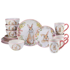 Candy Bowl With Coordinating Ceramic Spoon Bunny Dip Bowl White w Pink Stripes 