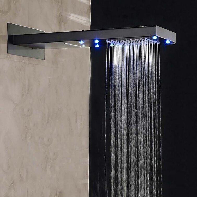 Oil Rubbed Bronze LED 12" Rainfall Shower Set Faucet Bathroom Mixer W/ Sprayer1