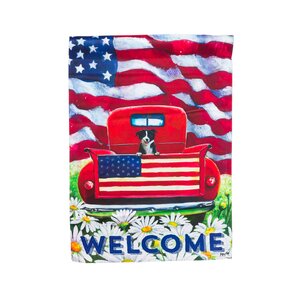 Patriotic Pup Truck Vertical Flag