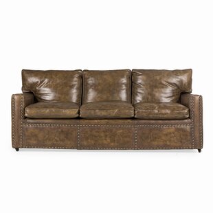 Dees 78.5'' Genuine Leather Square Arm Sofa with Reversible Cushions by Loon Peak®
