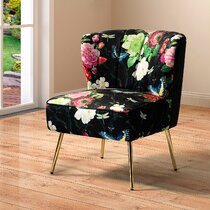 black floral accent chairs