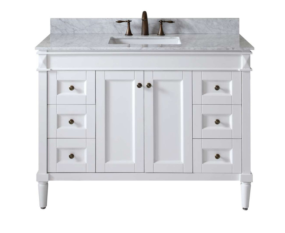 Tiffany 48" Single Bathroom Vanity Set with White Marble Top