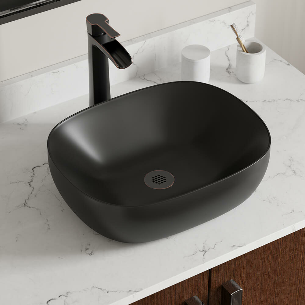 Mrdirect Matte Black Vitreous China Rectangular Vessel Bathroom Sink Wayfair