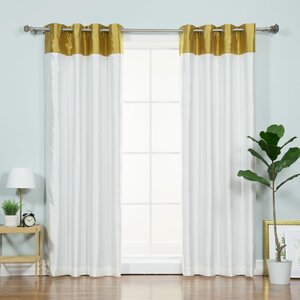 Colorblock Solid Blackout Thermal Grommet Single Curtain Panel