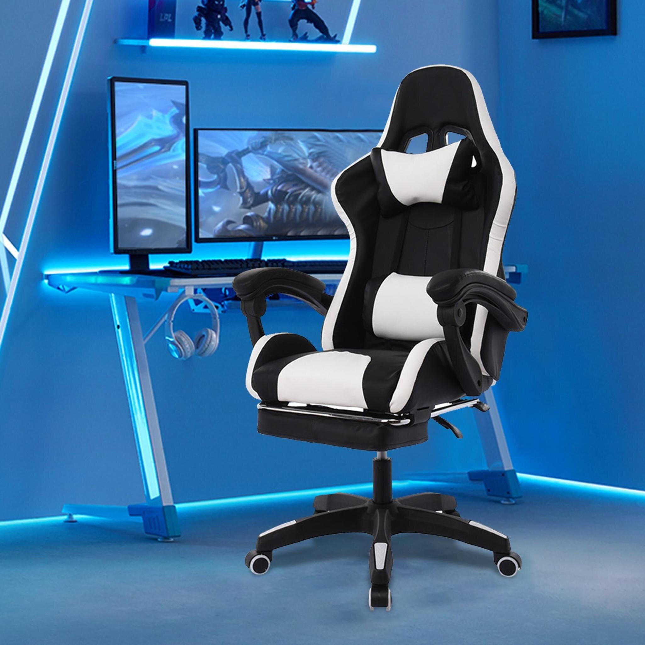 Adjustable Gaming Chair Racing Recliner  Computer Office Desk Seat W/Footrest 