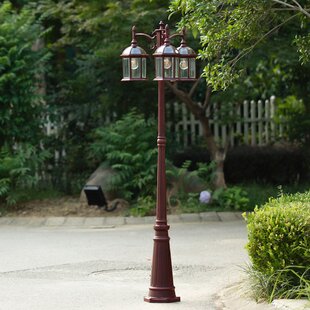 5 Foot Tall Complete Weather Station Lamp Post Garden Stake with Solar Lantern 