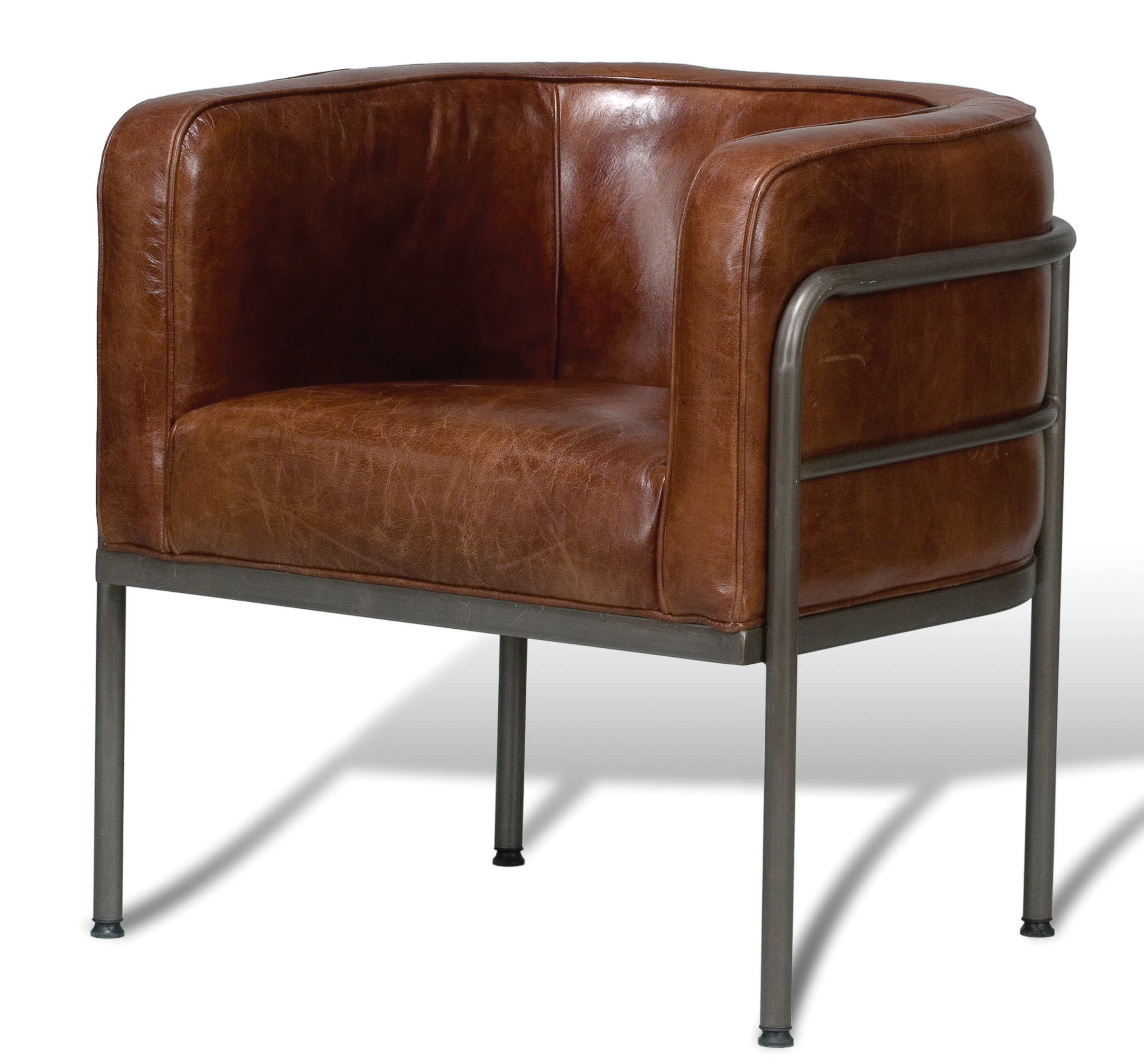 17 Stories Mcafee 28'' Wide Genuine Leather Top Grain Leather Barrel