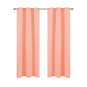 Blended Solid Semi-Sheer Grommet Curtain panels (Set of 2)