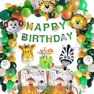 Animal Friend Jungle Zoo Safari Lion Giraffe Birthday Party Tableware Set For 16 