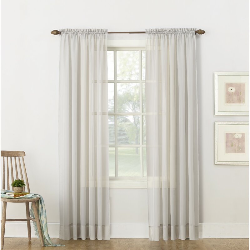 Emily Solid Color Sheer Rod Pocket  Window Single Curtain Panel