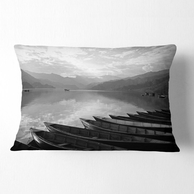 East Urban Home Boats Lined Up On Pokhara Lake Lumbar Pillow Wayfair