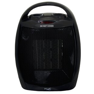 Portable 2 Settings Ceramic 1,500 Watt Electric Fan Compact Heater With Adjustable Thermostat By Vie Air