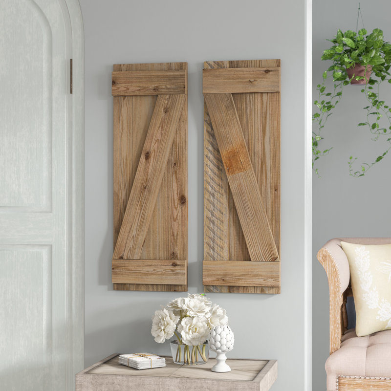 Gracie Oaks 2 Piece Barnwood Shutters Wall Decor Set Reviews