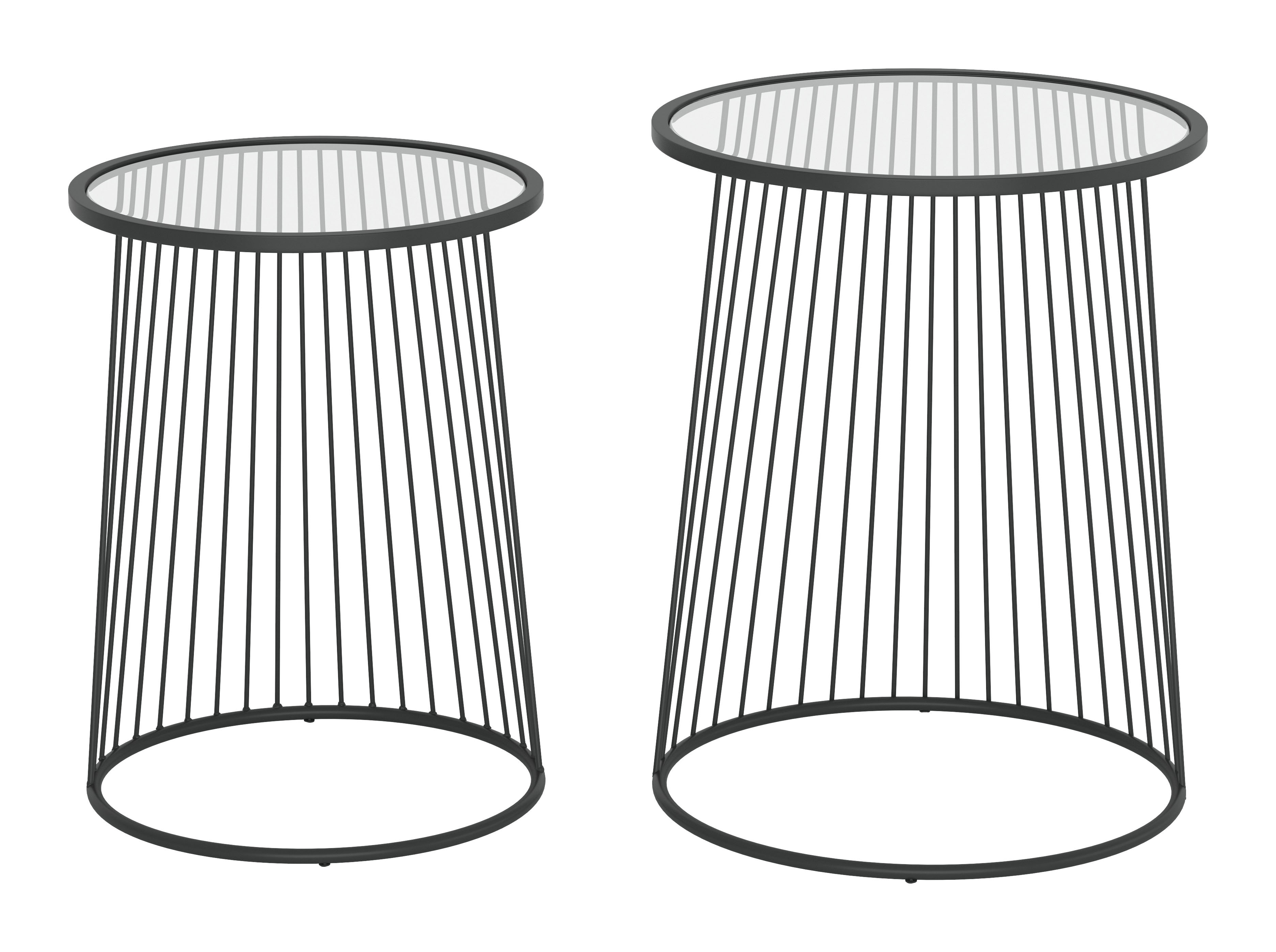 Ivy Bronx 20.9'' Tall Glass Drum Nesting Tables | Wayfair