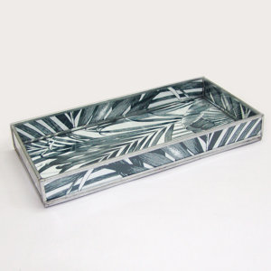Hinsdale Leaf Print Decorative Glass Serving Tray (Set of 6)
