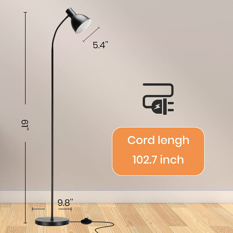 Ebern Designs Floor Lamp For Living Room With Black Metal Lamp Shade, Modern Standing Lamp, Classic Reading Standing Light, Bedroom Lamp With Foot Switch - Head Adjustable & Reviews | Wayfair