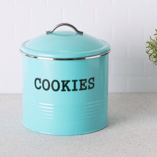 White Design Cookies Holder with Funny Quote Cookie Jars for Kitchen Counter Metal Cookie Jar Set of 2- Vintage Cookie Tins for Cookie Counter 