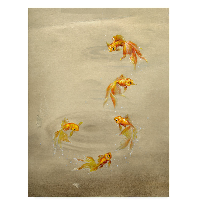 Winston Porter Glittering Goldfish Acrylic Painting Print On