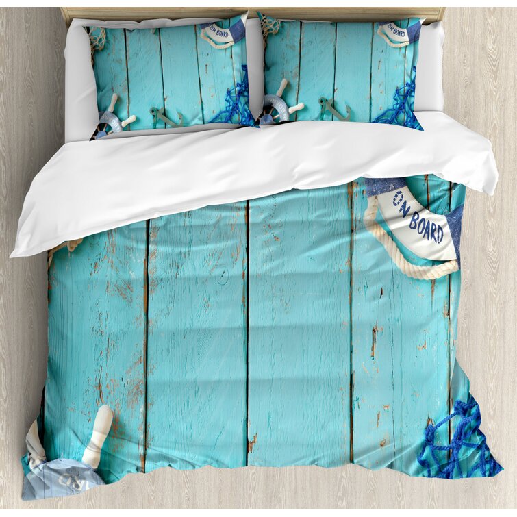 Vivid Ocean Back with Paint Effects with Wind Rose and Rudder Cruise Image Shades of Blue Ambesonne Nautical Duvet Cover Set Queen Size Decorative 3 Piece Bedding Set with 2 Pillow Shams
