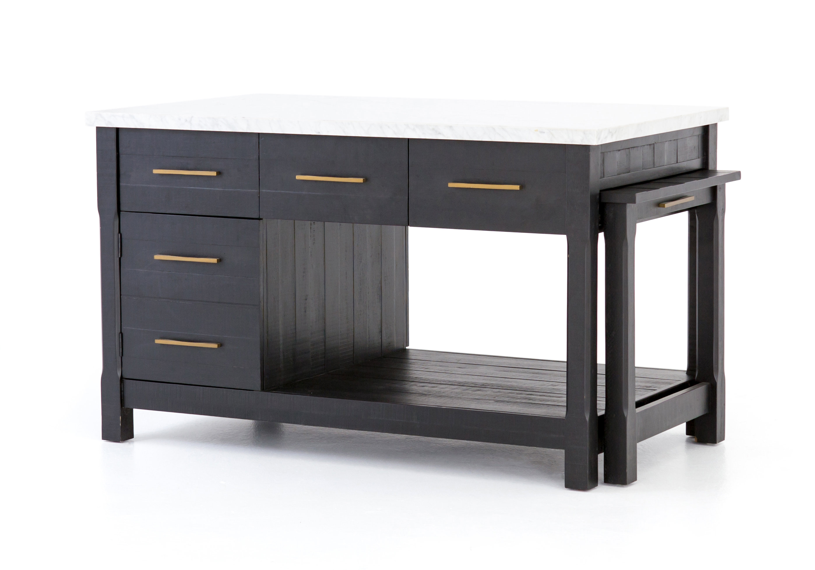 Foundstone Janet 60 Solid Wood Kitchen Island With Marble Top Wayfair