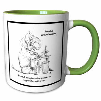 East Urban Home Saldana Birthday Caricature Elephant Cute Wine Age Birthday Greeting Birthday Card Quote Humor Coffee Mug Wayfair