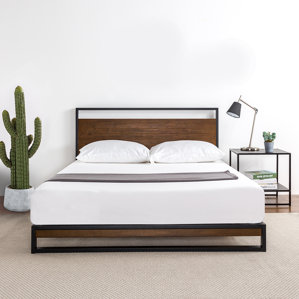 Dennise Metal and Wood Platform Bed by Williston Forge