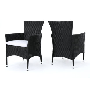 Black Wicker Patio Dining Chairs You Ll Love Wayfair Carmack Patio Dining Chair With Cushion Set Of 2