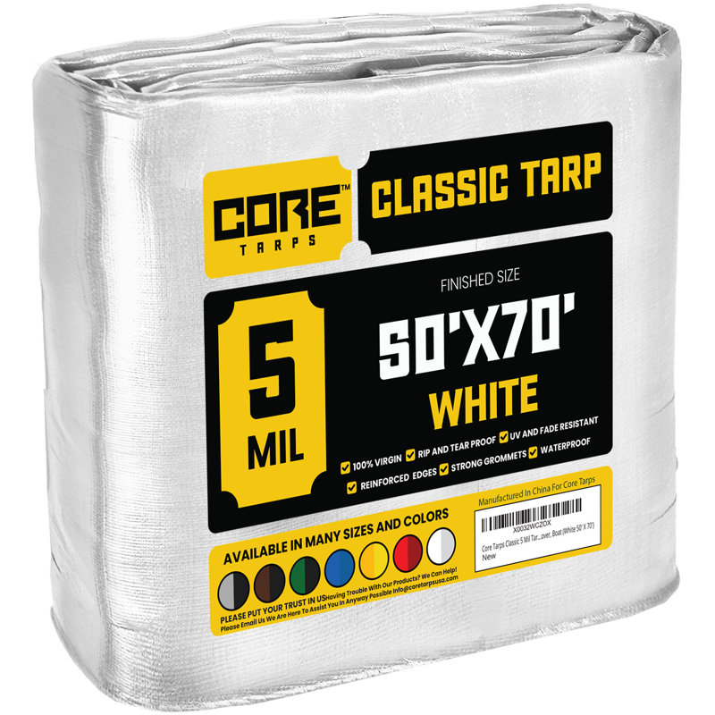 5 Mil Heavy Duty Polyethylene Tarp, Waterproof, UV Resistant Color: Green/Black, Overall Size: 50 ft. x 70 ft.