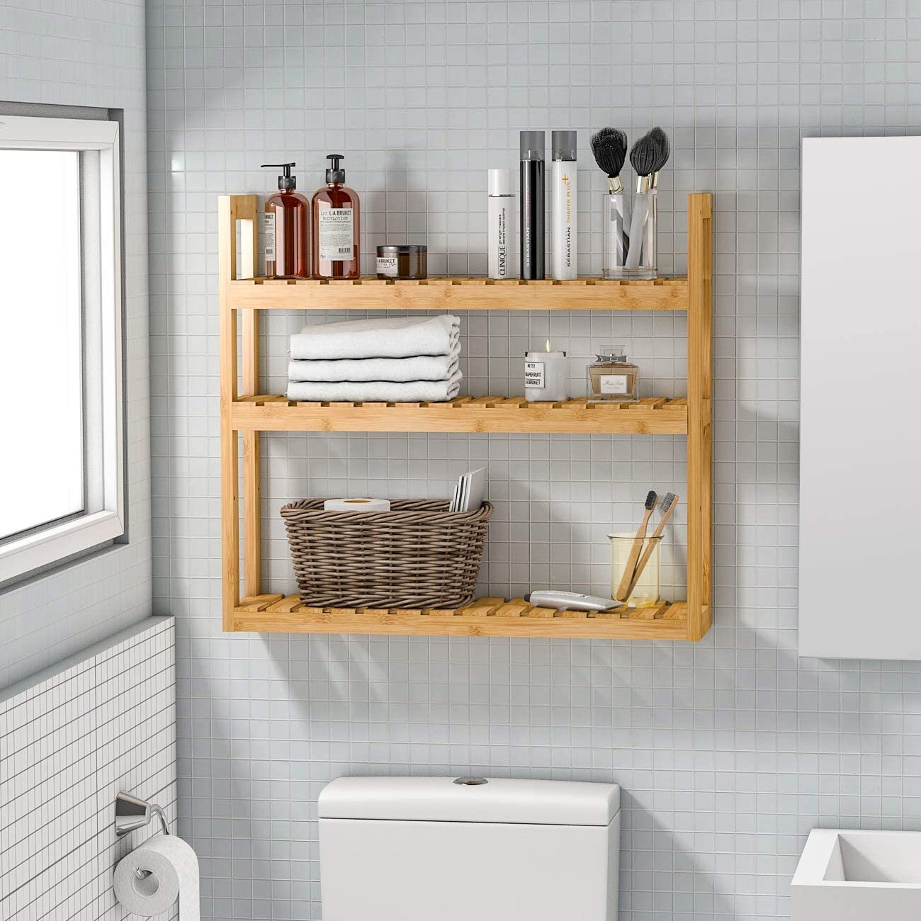 bamboo bathroom shelving