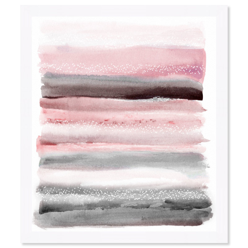 Trule Pink Sunset Watercolor Painting Picture Frame Print On