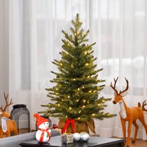Details about   3 Foot Pre-Lighted Evergreen Christmas Tree With Designer Bow & 100 Clear Lights 