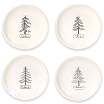 WEUNUM Christmas Serving Dishes Tree Shaped Platter,Appetizer Snack Plates,Holiday Dinnerware,3 pcs Removable Porcelain Plates with Bamboo Tray Green 