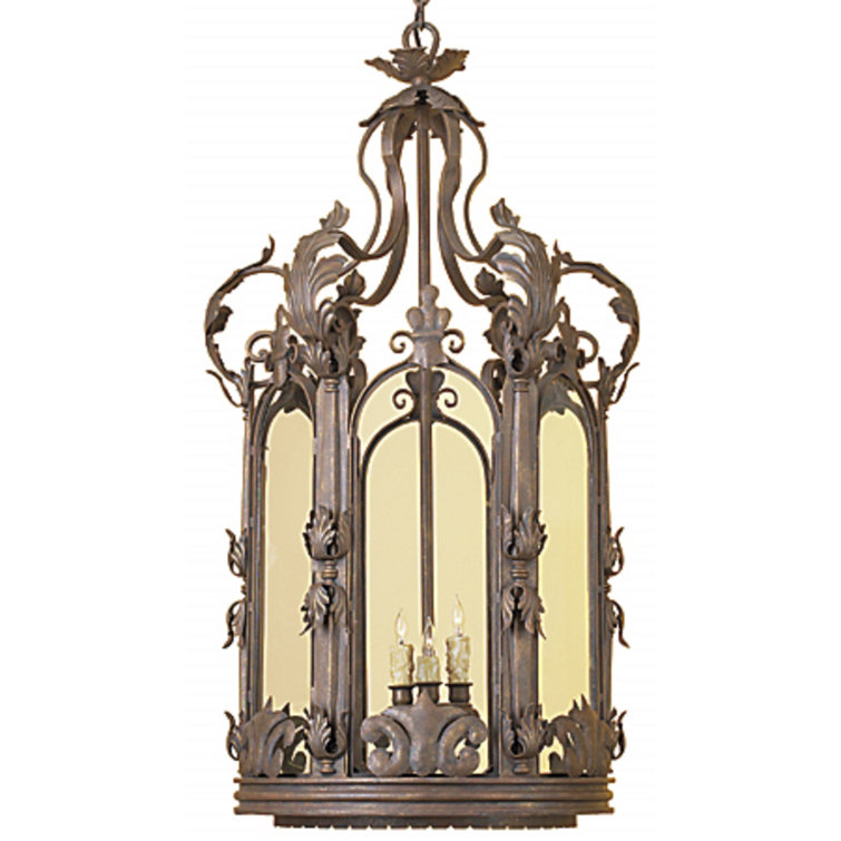 Arte De Mexico 3 Light Lantern Geometric Chandelier With Wrought Iron Accents Perigold