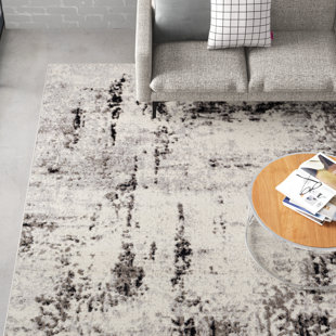 Vintage Carpet Modern Used Look Living Room Rugs Cream Grey Black 
