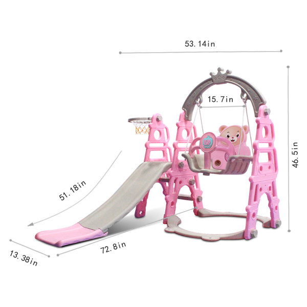 Kinbor Baby Slide And Swing Set 4 In 1 Kids Play Climber Slide Playset Indoor Outdoor Playground Toy With Basketball Hoop Extra Long Slide Easy Setup Backyard Kids Activity Centre Reviews