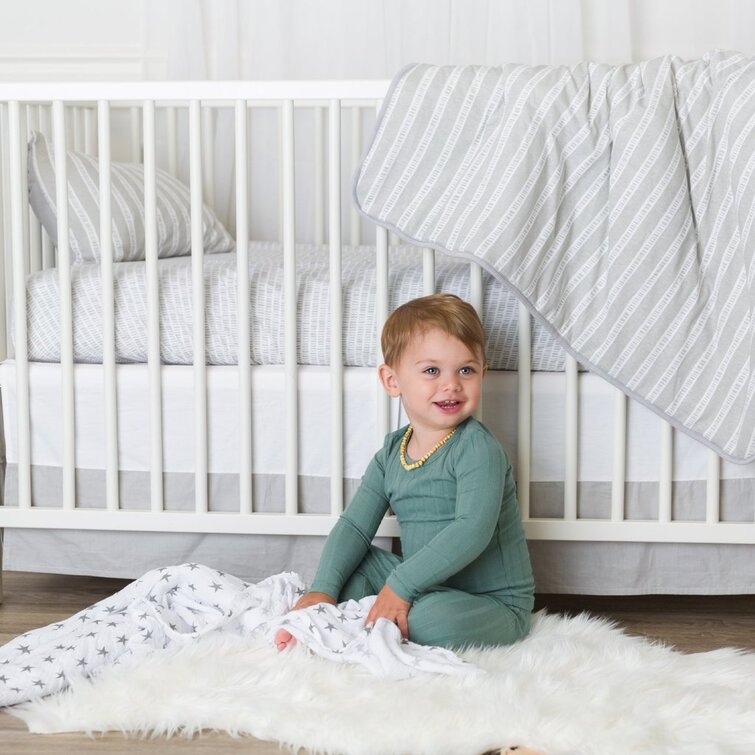 Unisex Crib Bedding set 5 Piece Fitted Pillowcase Comforter 3 tier Skirt Bumpers 
