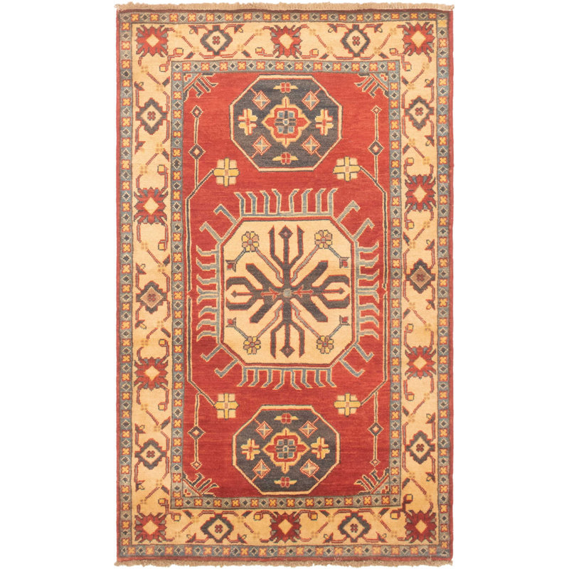 Bloomsbury Market One Of A Kind Aryanna Hand Knotted 2010s Uzbek Gazni Red 3 4 X 5 7 Wool Area Rug Wayfair