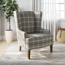 grey plaid accent chair