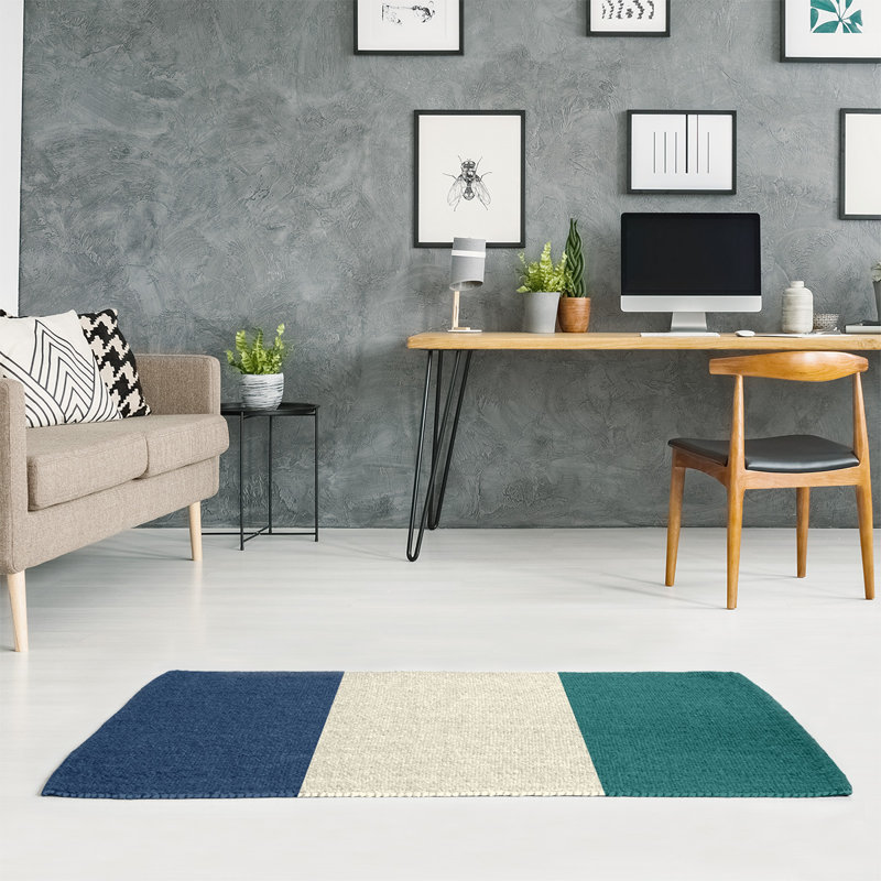 East Urban Home Seattle Striped Navy Blue Cream Northwest Green Area Rug Wayfair