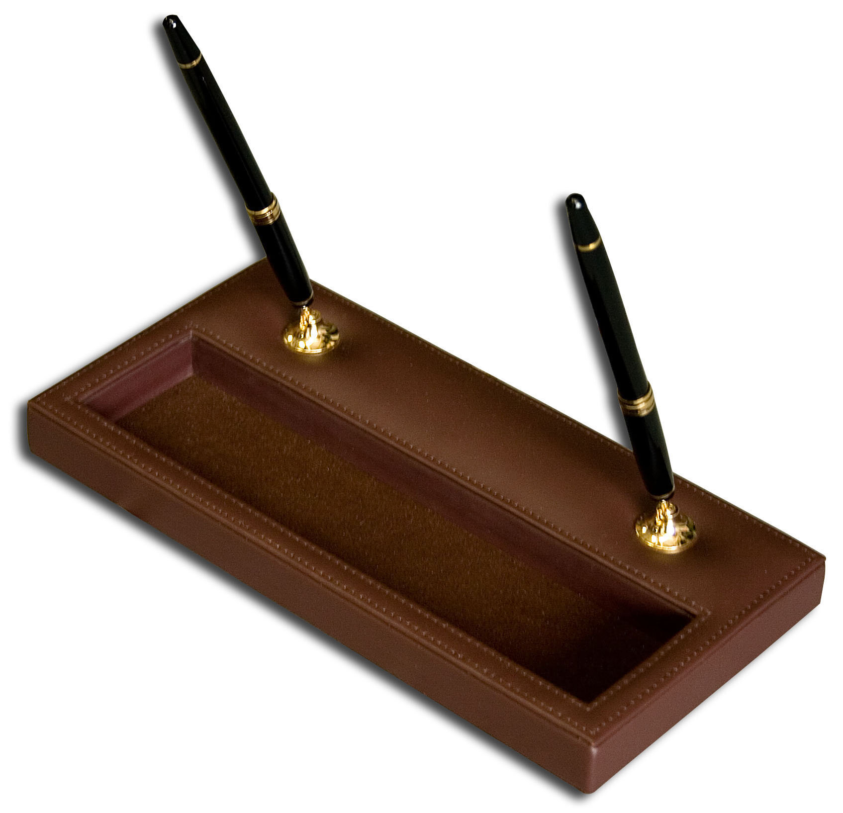 Ebern Designs Bramfield Double Pen Stand In Chocolate Brown Wayfair