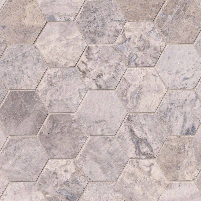 Msi Hexagon 3 X Travertine Tile In Gray Wayfair Hexagon 3 X Travertine Tile