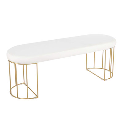 Everly Quinn Lystra Metal Bench Upholstery Color Velvetwhite Everly Quinn Lystra Metal Bench Upholstery Color Velvetwhite