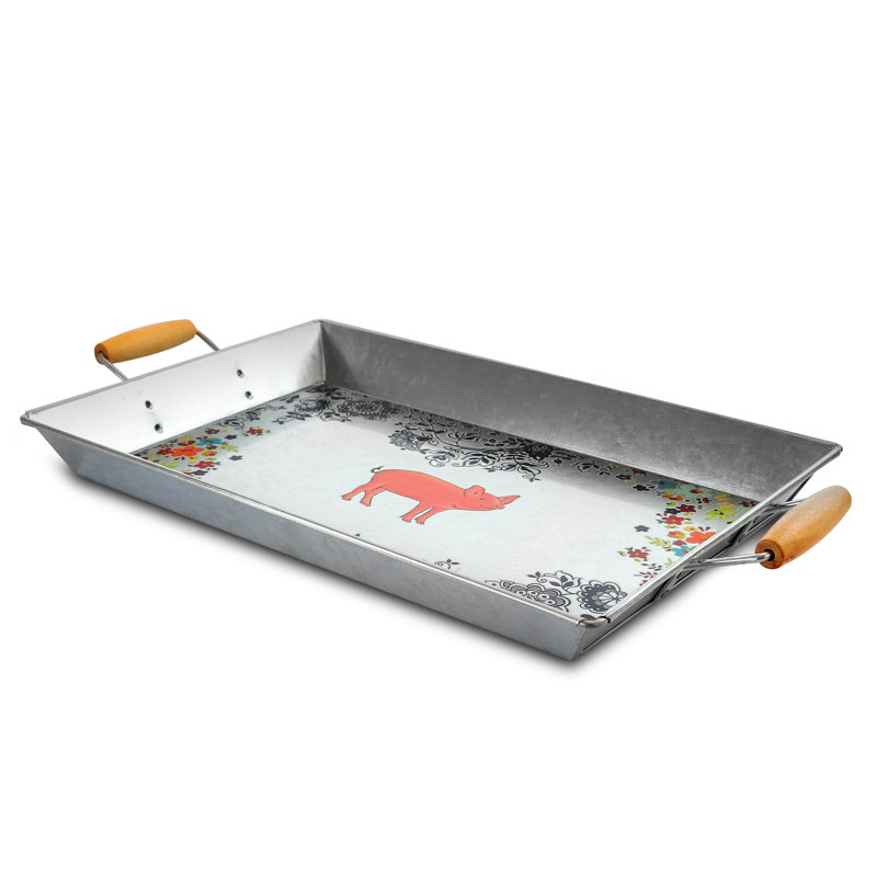 Ebern Designs Kinclair Urban Market Life On The Farm Galvanized Metal Serving Tray Wayfair